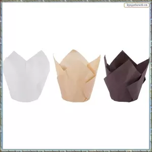 200 Chiếc Cốc Nướng Bánh Cupcake Tulip, Giá Đựng Bánh Muffin, Dụng Cụ Bọc Bánh Cupcake Mộc Mạc, Màu Nâu, Trắng Và Thiên Nhiên