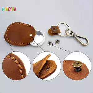 < Honeyba > Thích hợp cho hộp đựng móc khóa bằng da AirTag Định vị thẻ truy cập PU đẹp