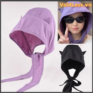 Mũ quỷ nhỏ VOIDLESS, Mũ chui đầu buộc dây màu trơn, Khăn choàng phong cách chui đầu dễ thương Hình dạng khăn trùm đầu khô nhanh cho bé gái