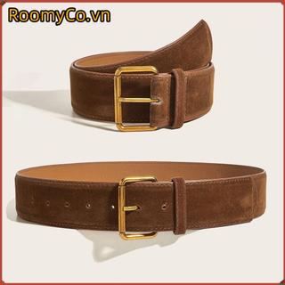 Thắt lưng rộng da lộn Roomyco, thiết kế retro sang trọng, khóa chốt đa năng, phù hợp làm quà tặng