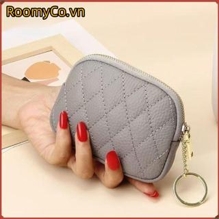 Ví đựng tiền xu Mini ROOMYCO, Ví dây kéo bằng da PU di động, Chìa khóa ô tô đa năng thông thường