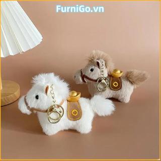 FURNIGO Sang Trọng Pony Móc Khóa, Yuanbao Pony Thú Nhồi Bông Mặt Dây Chuyền Ngựa Sang Trọng, Dễ Thương 10cm Mềm Túi Tóc Dài Mặt Dây Chuyền Quà Tặng
