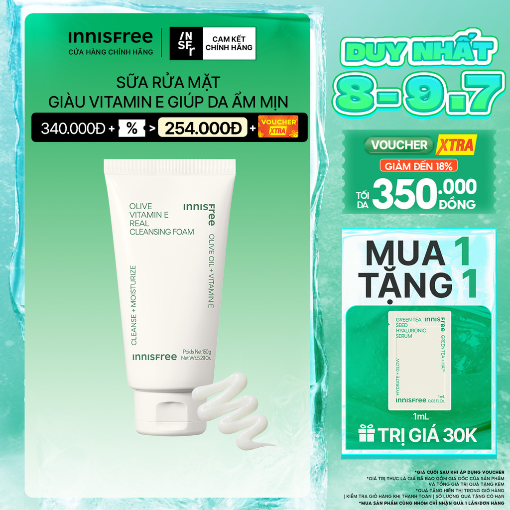 Sữa rửa mặt dưỡng ẩm innisfree Olive Real Cleansing Foam 150g