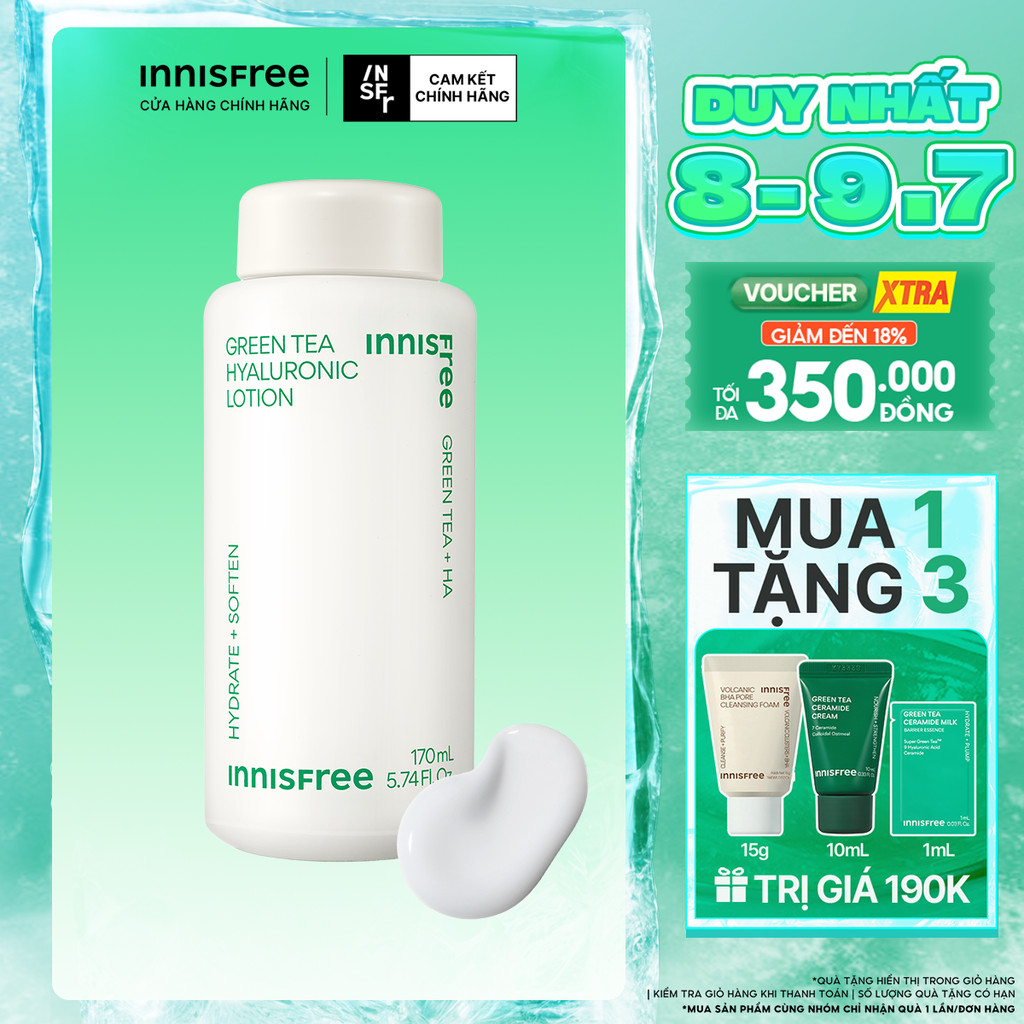 Sữa dưỡng ẩm từ trà xanh đảo Jeju Innisfree Green Tea hyaluronic lotion 170ml