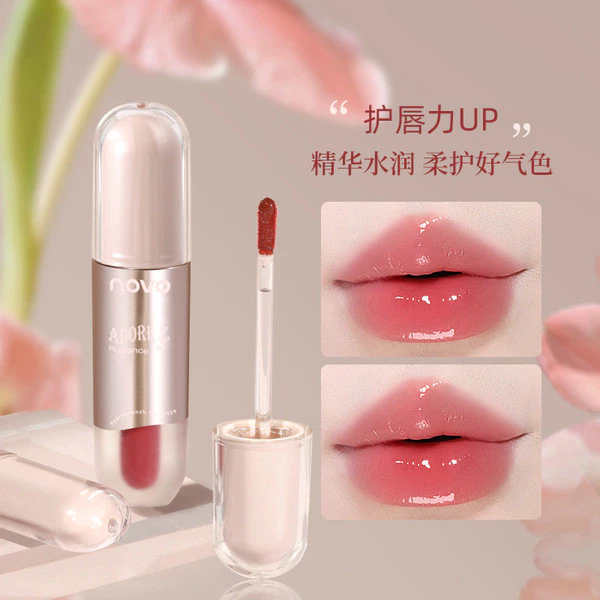 | 【his romand】 | ♔NOVO Lip Gloss Water Gloss Mirror Lipstick Plain Face White Pure Desire Wind Dudu Lip Gloss Non-Stick Lip Oil Fe❣