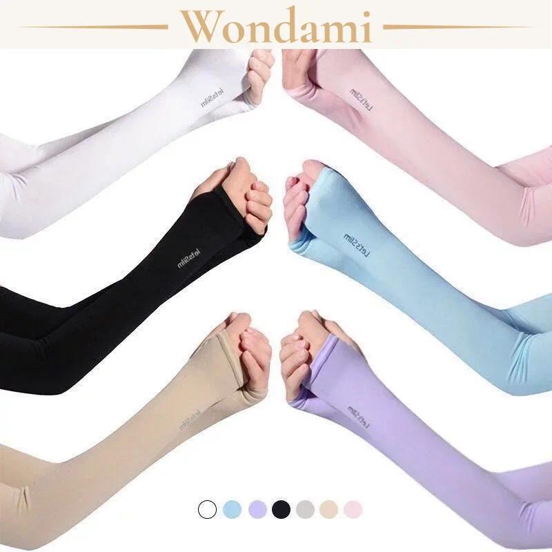 [1 Cặp] Găng Tay Chống Nắng Xỏ Ngón Thun Lạnh Chống UV Ống Tay Hở Ngón Đi Xe Máy