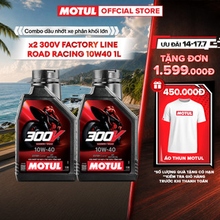 Combo 2 Dầu nhớt xe phân khối lớn MOTUL 300V FACTORY LINE ROAD RACING 10W40 1L
