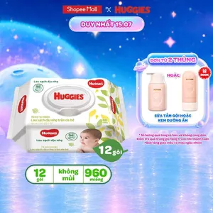 Thùng 8/12 gói khăn giấy ướt cho trẻ sơ sinh HUGGIES Không Mùi / Có Mùi
