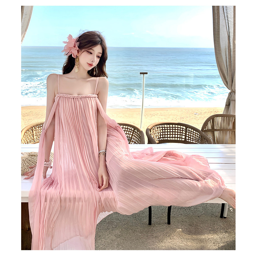 Đầm maxi trễ vai phong cách Pháp phong cách nghỉ dưỡng biển đảo thơ mộng