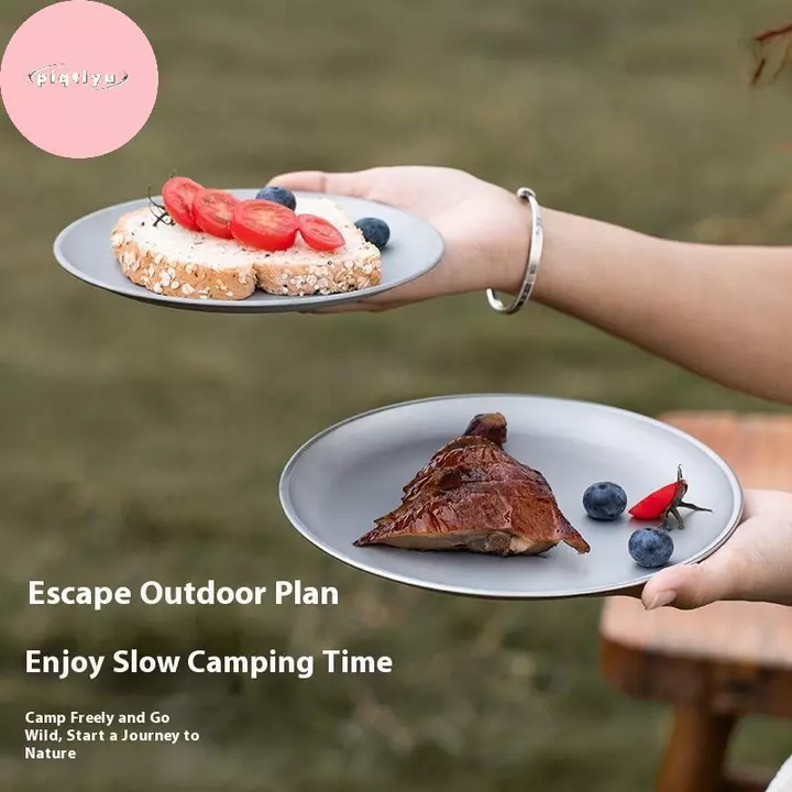 KIADORLVXE 1 Đĩa Cắm Trại Titan Bộ Đồ Ăn Du Lịch Ổn Định Đồ Cắm Trại Bacountry Bộ Đồ Ăn Cho Bapaing Thiết Bị Dã Ngoại VN