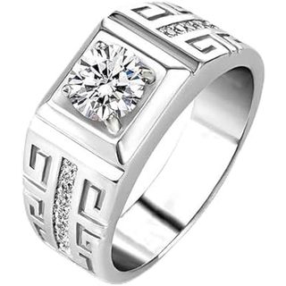 Nhẫn nam Silwan 2 Carat Moissanite, Nhẫn đính hôn vàng trắng 10K 14K 18K, Màu D, cưới cá nhân hóa VVS1 Moissanite, Quà tặng cho chàng Bạn trai Cha 925 Sterling Sliv