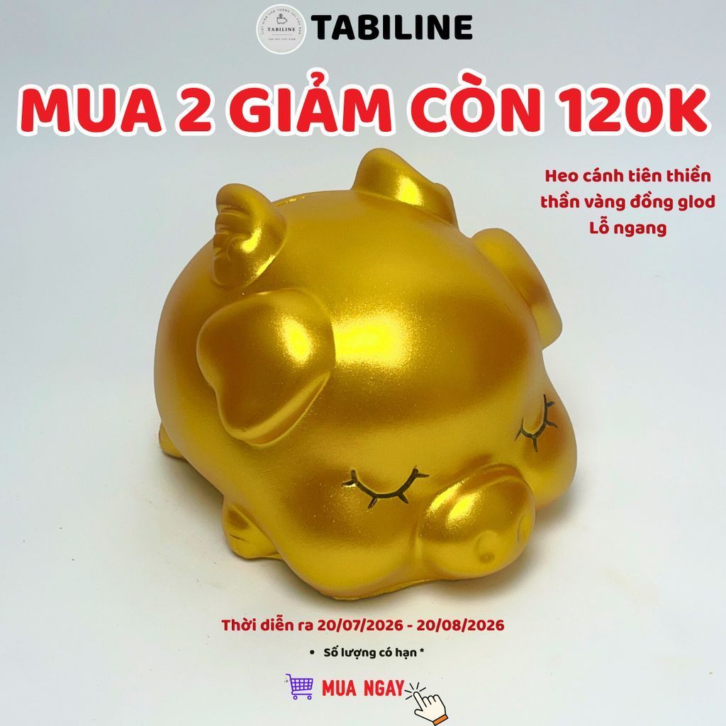 Heo đất ống tiết kiệm tiền lỗ ngang cánh tiên thiền thần vàng đồng 2 LD20 – TABILINE