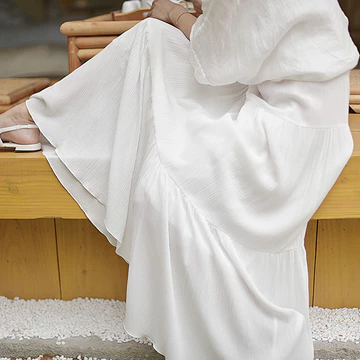 Mùa Xuân Mùa Hè Phong Cách Mới Quần Áo Nữ Màu Trơn Nhăn Váy Cotton Nổi Tiếng Phong Cách Dân Tộc Lớn Váy Xoay Màu Trơn Văn Học Cotton Vải Lanh Váy Đi Biển Váy Dài