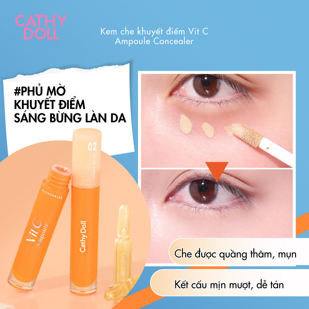 Kem Che Khuyết Điểm Sáng Da Mờ Thâm Vit C Ampoule Conceale Không Tạo Rãnh Nhăn, Hỗ Trợ Che Phủ Khuyết Điểm 4.1 g