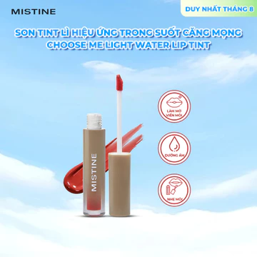Son tint lì, lâu trôi, lớp bóng trong suốt giúp môi căng mọng tự nhiên Mistine Choose Me Light Water Lip Tint 1.6g