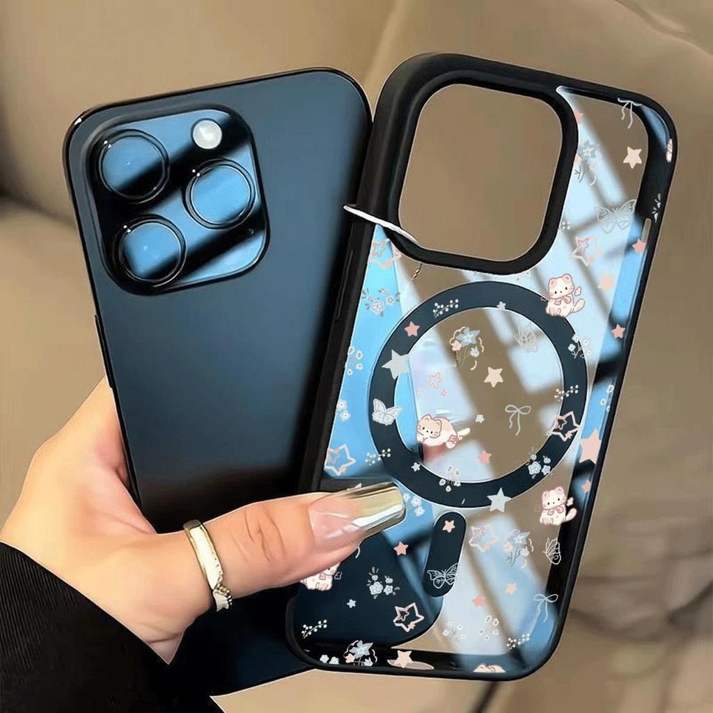 White Bottom Flower Star Magnetic Hấp thụ trường hợp cho iPhone 17 16 15ProMax | BigBuy360 - bigbuy360.vn