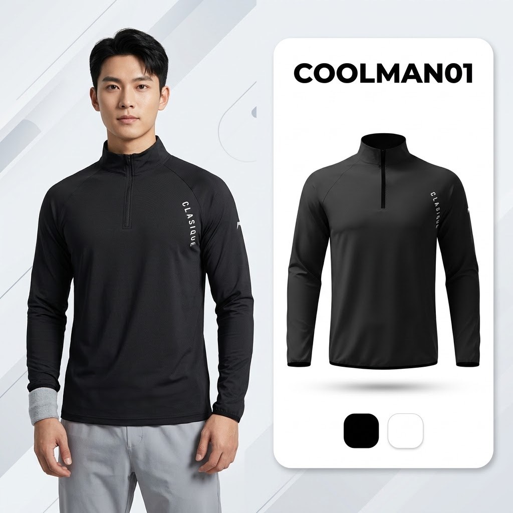 Áo Thể Thao Nam Dài Tay Cổ Khóa Pro Running  Áo Tập Gym, Chạy Bộ Khô Nhanh, Co Giãn 4 Chiều Cao Cấp