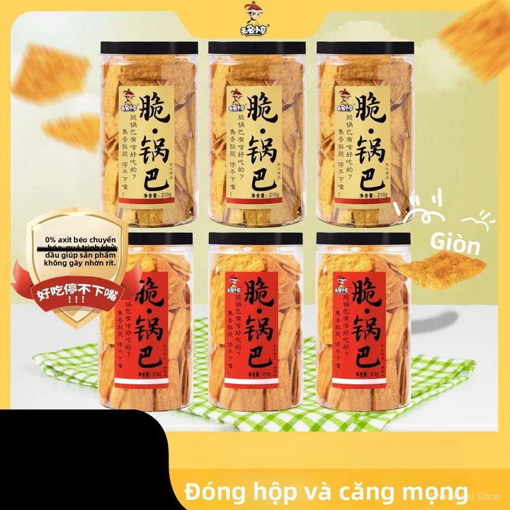 Đồ ăn vặt Vỏ cơm giòn6Đồ ăn vặt đóng hộp cho văn phòng, đồ ăn vặt ăn liền để thỏa mãn cơn thèm, đồ ăn xốp.