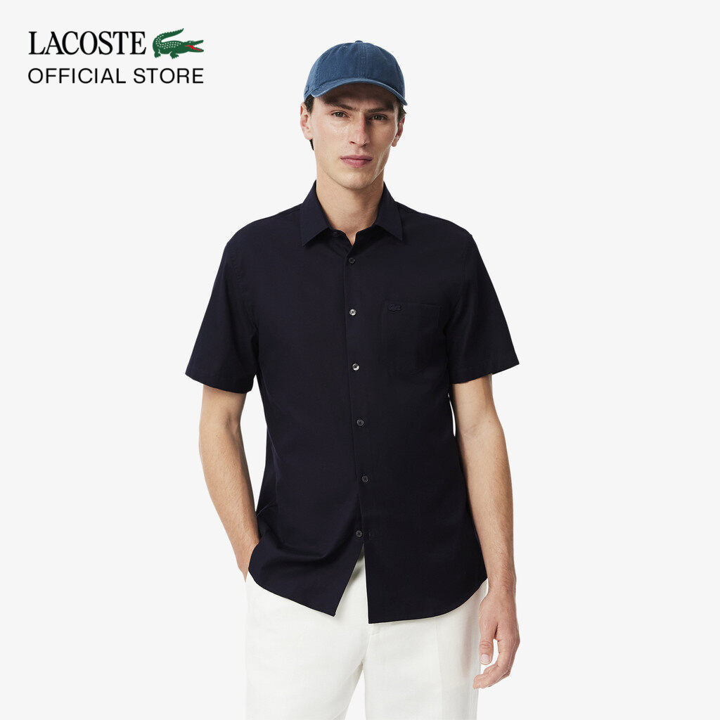 Áo Sơ Mi Lacoste Nam Dáng Suông Tay Ngắn Chất Liệu Cotton