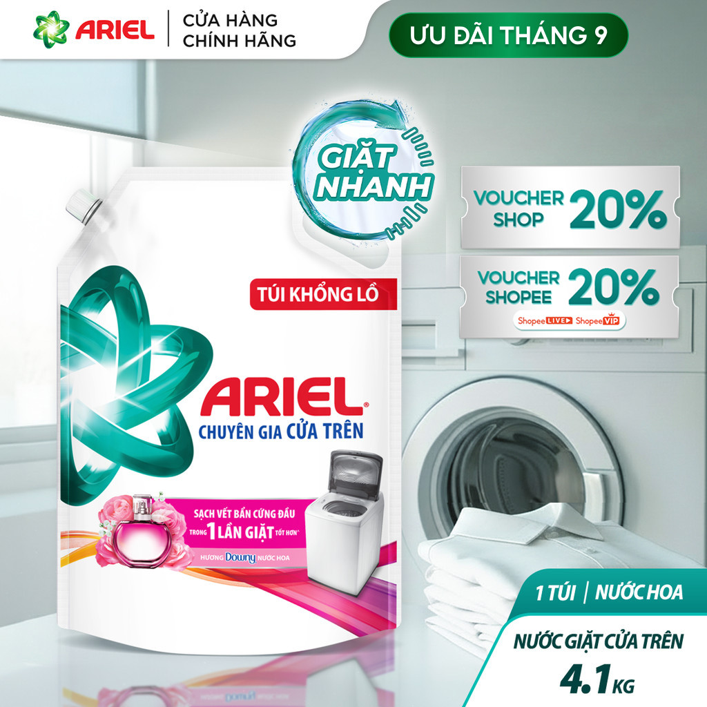 Nước giặt Ariel cửa trên hương nước hoa Downy 4.1kg