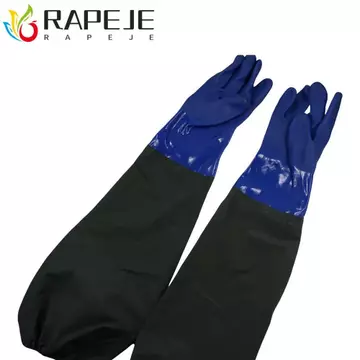 RAPEJE 1 Đôi Găng Tay Chống Thấm Nước Bảo Vệ Lao Động, Găng Tay Cao Su Chịu Hóa Chất Kéo Dài, Găng Tay Làm Vườn Tay Chống Mài Mòn Chống Trơn Trượt Găng Tay An Toàn Công Nghiệp Thủy Sinh