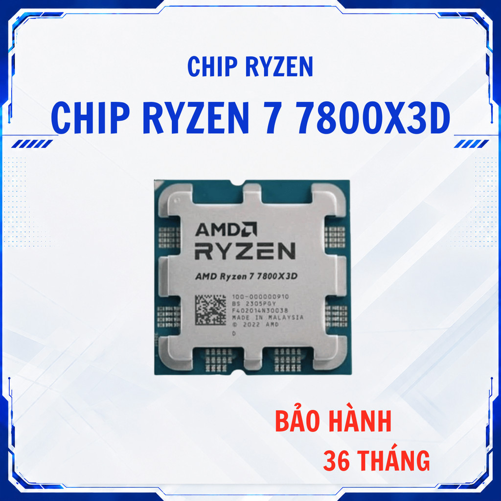 CPU AMD Ryzen 7 7800X3D AM5 Tray - BẢO HÀNH 36 THÁNG - 7950X Tray - r7 9700x