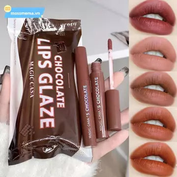 MOSSMEMA 5 Cái / bộ Chocolate Lip Glaze Set, Velvet Rich Cream Matte Lipstick, Lip Stain Beauty Dụng cụ trang điểm Lip Gloss Trang điểm Lip Tint dạng lỏng lâu trôi