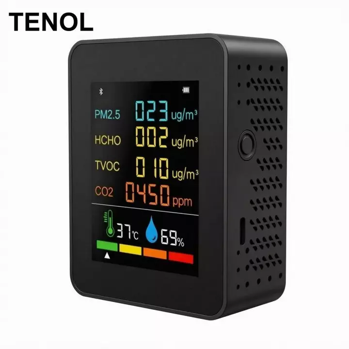Cảm biến chất lượng không khí Six6-in-1 Đa chức năng PM2.5 Formaldehyde TVOC CO2 Máy đo CO2 Cảm biến CO2 Máy đo chỉ số chất lượng không khí trong nhà
