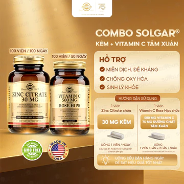 Viên Uống Solgar Zinc Kẽm Citrate 30Mg - Bổ Sung Kẽm Chăm Sóc Sức Khỏe Phái Nam [Lọ 100 Viên]