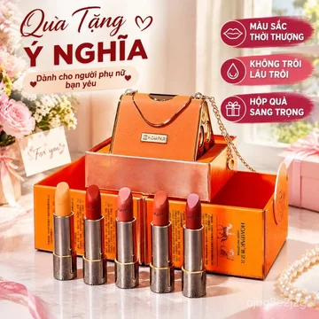 Set túi xách son môi tặng bạn gái vợ hộp quà son kem lì mềm mịn không trôi màu đẹp