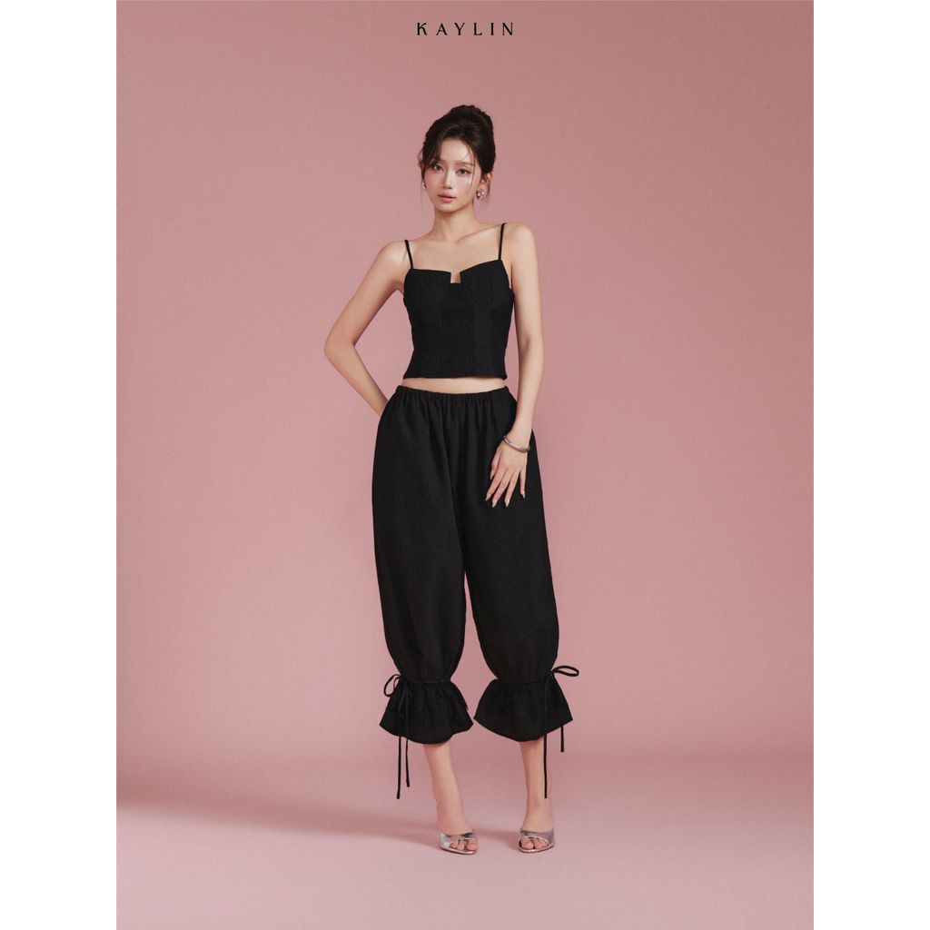 Set KAYLIN áo Corset hai dây phối quần rút gấu chất vải xược nhung phong cách cá tính BST ROSÉ NOIR - SET245