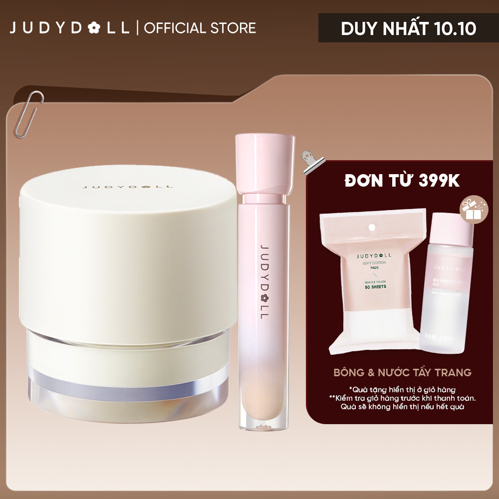 [COMBO 2] Combo Kem Lót Kem Che Khuyết Điểm JUDYDOLL Dưỡng Ẩm Nâng Tone Lâu Trôi Mịn Da Tự Nhiên
