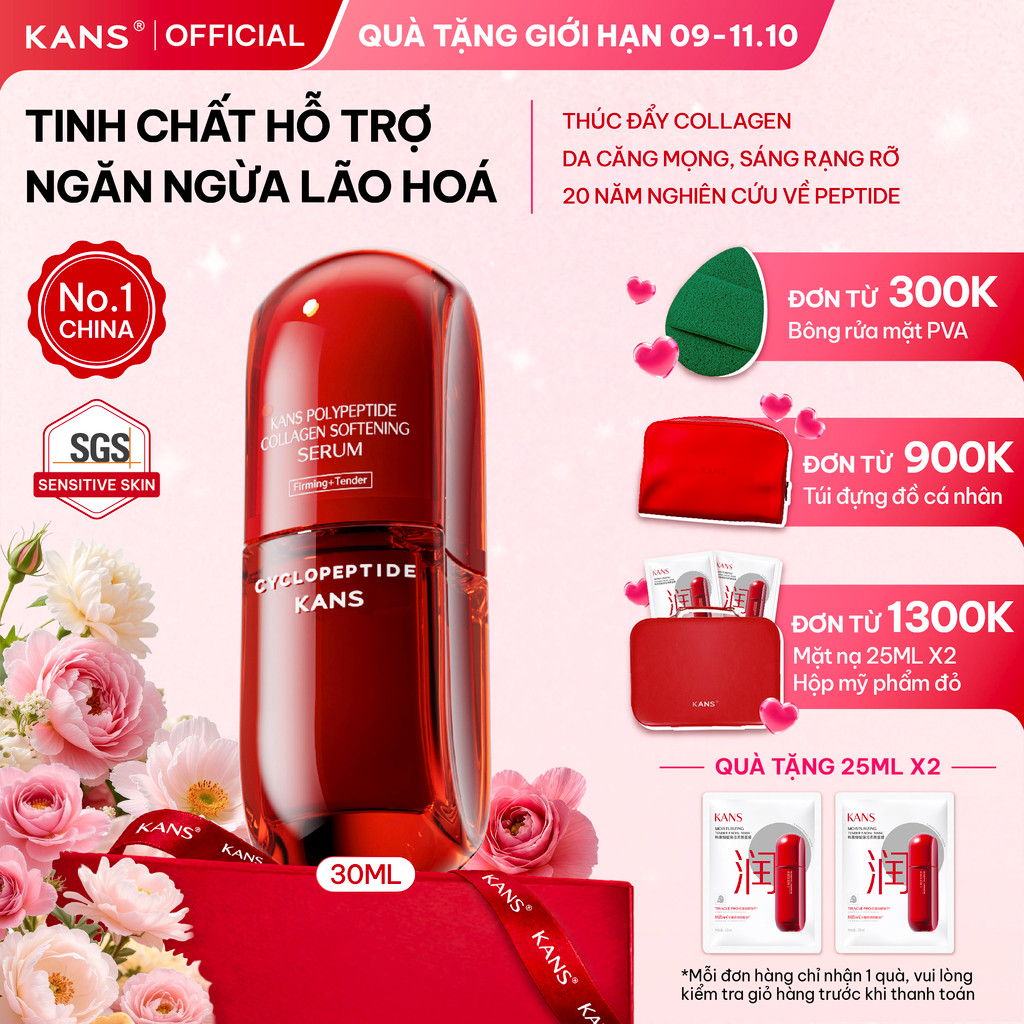 KANS Serum Chống Lão Hóa giúp Dưỡng Ẩm, Làm Mờ Nếp Nhăn, Đốm Nâu, Săn Chắc Da, Phục Hồi Làn Da 30ml