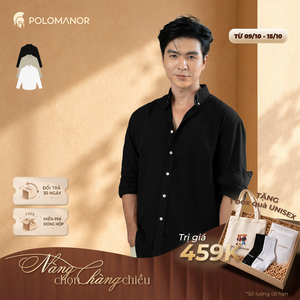 [GIÁ CHỈ CÓ TRÊN LIVE] [DEAL LỄ TRUNG THU] Áo sơ mi nam tay dài POPLIN, BST QUIET STRENGTH cao cấp - POLOMANOR