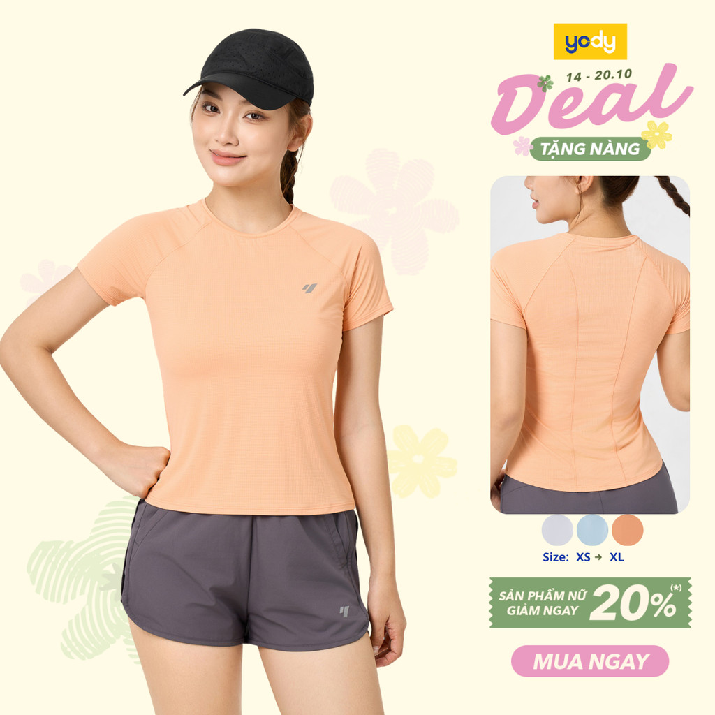 Áo Phông Nữ Yody Thê Thao Jacquard Siêu Nhẹ Co giãn cao đàn hồi Thoáng khí WATS26S010