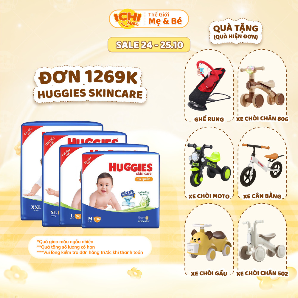 [SIÊU NHIỀU MIẾNG] Tã quần Huggies Tràm Trà Tự Nhiên SKINCARE Pants Mega Jumbo M106/L104/XL88/XXL80 _Ichimall