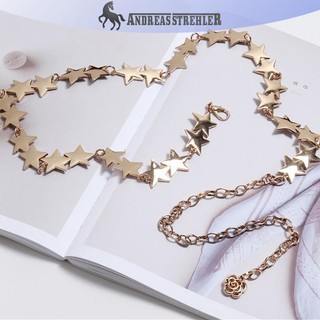 Onetimingfine Vintage Nữ Thắt Lưng Nữ Kim Loại Ngôi Sao Pentagram Dây Xích Thắt Lưng sel Thắt Lưng Dây Xích Nữ Trang Trí Cơ Thể Trang Sức VN