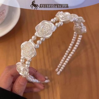 Onetimingfine Thanh Lịch Lớn Trắng Ngọc Trai s Dành Cho Nữ Cô Gái Đơn Giản Trắng Hoa Hồng Băng Đô Quấn Tóc Sóng Retro Hairhoop Mũ Đội Đầu Phụ Kiện VN