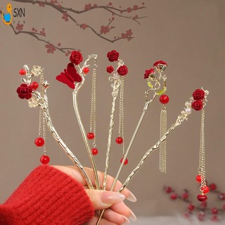 Kẹp tóc hợp kim nữ với tua rua, hoa văn tinh xảo, phù hợp đám cưới và áo dài truyền thống