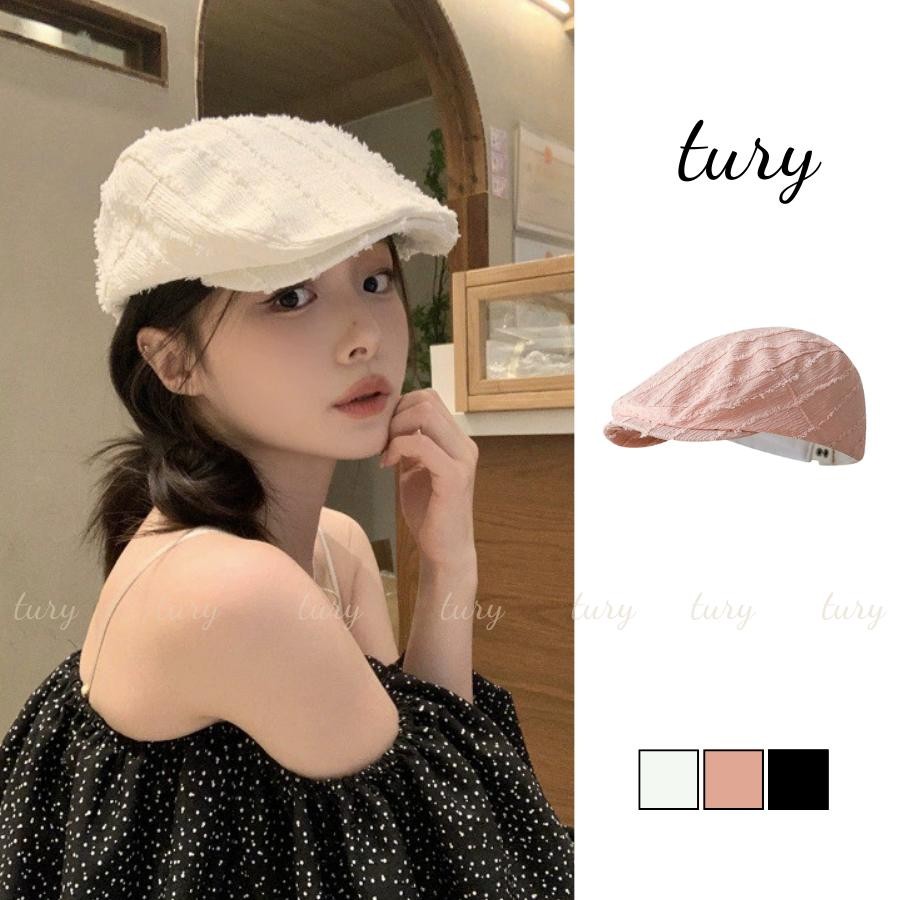 Mũ Beret Nữ - Tury - Mũ Nồi Trơn Phong Cách Cổ Điển Phối Viền Lông - MN065
