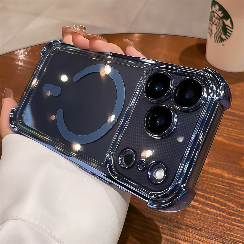 Ốp điện thoại từ tính chống rơi túi khí 6D mạ điện cho iPhone 17 Pro Max Air 16 12 13 14 15 pro max 15 16 plus Bảo vệ ống kính chống rơi Vỏ cứng bảo vệ điện thoại