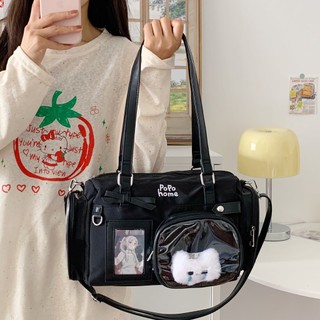 Túi đeo vai itabag in chữ thiết kế nơ trong suốt bằng nhựa PVC dành cho nữ