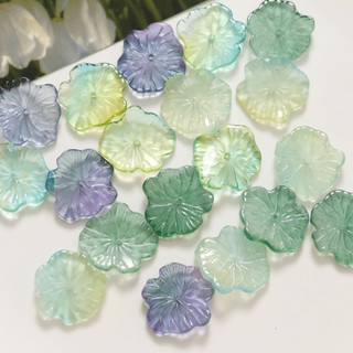 Đá Thủy Tinh Trong Suốt Mô Phỏng Lá Sen, Two-Tone Gradient - DIY Bông Tai & Mũ Đội Đầu