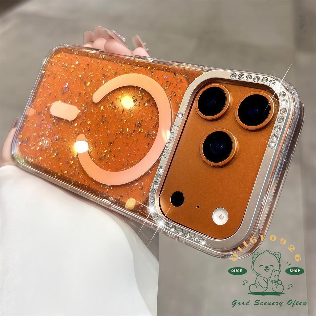 【 Vỏ iPhone17 】 Vỏ điện thoại từ tính keo nhỏ giọt màu cam iphone17 Pro Max 16 15 14 13 cho vỏ iPhone Vỏ mềm silicon TPU chống sốc