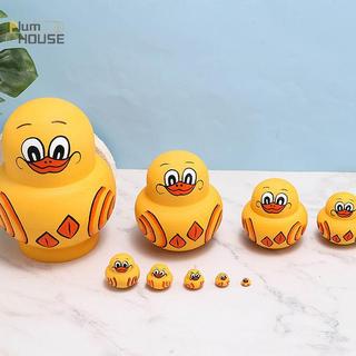 PlumHOUSE Búp Bê Làm Tổ Nga 10 Lớp Vịt Vàng Nhỏ Gỗ Basswood Khô Vẽ Tay Đồ Trang Trí Sáng Tạo Cho Trẻ Em VN