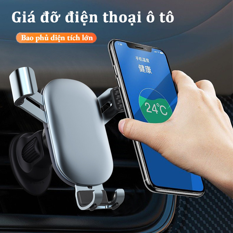 Giá đỡ điện thoại ô tô, Kẹp cửa gió, Gọng kim loại, siêu bền, điều chỉnh linh hoạt, độ bền cao