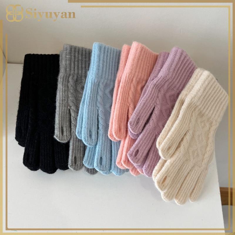 Siyuyan Găng Tay Dệt Kim Thu Đông, Màn Hình Cảm Ứng Tương Thích, Giữ Ấm và Cách Nhiệt, Phong Cách Dễ Thương Unisex