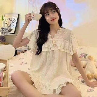 Đồ ngủ nữ cotton bong bóng phong cách công chúa dễ thương, phù hợp mùa hè và lễ kỷ niệm