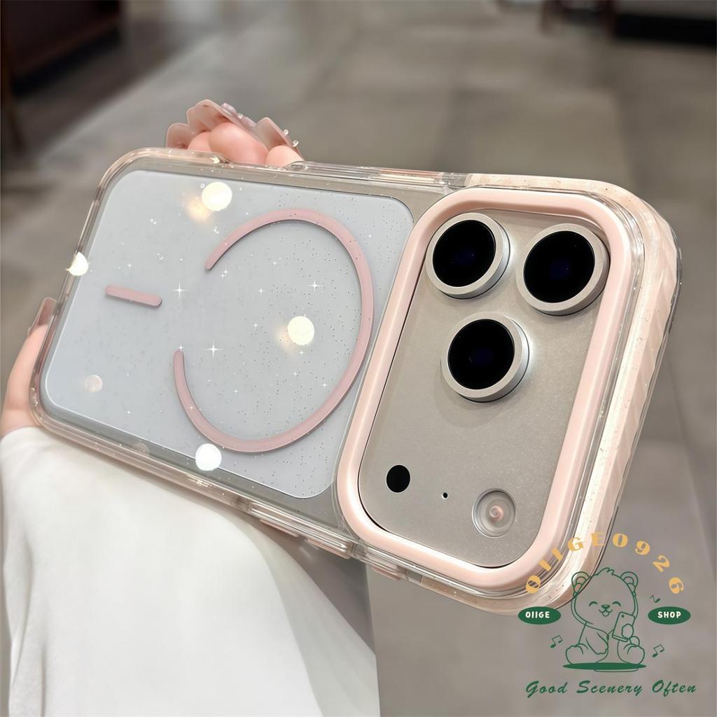【 Ốp lưng iPhone17 】 Vỏ điện thoại chống rơi từ tính lấp lánh màu cam iphone17 Pro Max 16 15 14 13 12 cho vỏ iPhone Vỏ mềm silicon TPU chống sốc