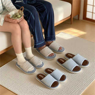 XIXITIAO Dép bông nam nữ phong cách đơn giản mùa thu đông, cổ điển, thoải mái để ở nhà